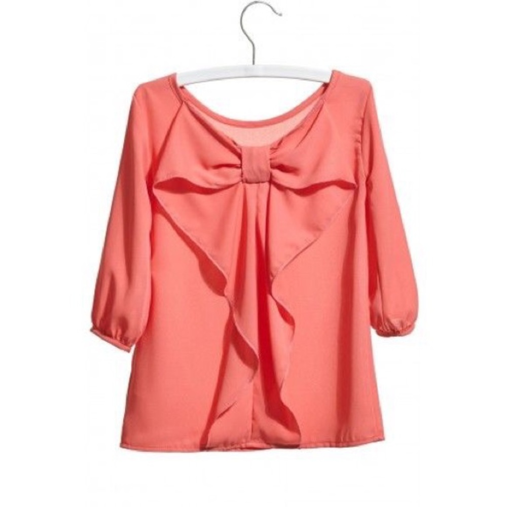 ✨ Bow Back Woven Blouse Top